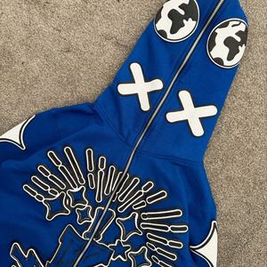 เสื้อมีฮู้ดแบบรูดซิปสำหรับผู้ชายผ้าคอตตอน100% 300กรัมแห้งเร็วกันรอยย่นผ้าฟลีซพิมพ์ลายสตรีทแวร์สไตล์ผู้ชายมาใหม่2025 - Product Image 5