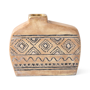 Jarrón Decorativo de Cerámica Terracota Mediano con Diseño de Ondas - Product Image 1