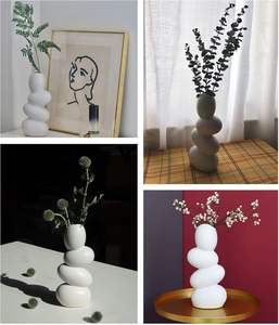Vase rond en céramique décoratif pour la décoration intérieure moderne, design circulaire pour la chambre à coucher, le salon, le bureau - Product Image 5