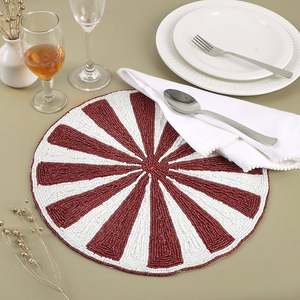 Wholesale Embroidery Beaded Solid Vintage <b>Round</b> <b>Placemat</b> Handmade Durable Home Wedding Banquet Use Customizable Eco-Friendly - Product Image 6