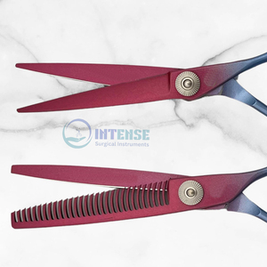 Ensemble de ciseaux à cheveux professionnels en acier inoxydable 440C avec revêtement en titane, ciseaux de coupe et de texturation, outils de salon - Product Image 4