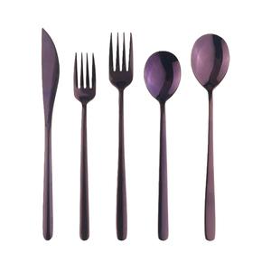 Ensemble de couverts en acier inoxydable de 5 pièces, couteau, fourchette, cuillère, argent, or, métal, hôtel, en vrac, manche carré, argenterie - Product Image 6