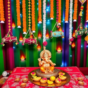 สาย Pompom dholki หลากสีสำหรับงานแต่งงาน lohri Eid & Diwali ตกแต่งฉากฉาก Sangeet dholka - Product Image 3