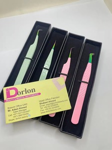 Pinzas de pestañas de 45 90 grados de acero inoxidable sostenible Pinzas de extensión de pestañas de volumen Boss con aislamiento puntiagudo recto - Product Image 4