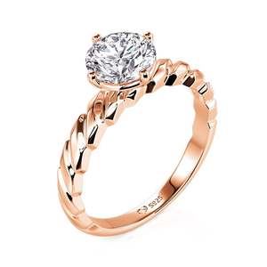 แหวนหมั้นเพชรเม็ดเดี่ยวทรงกลมสีโรสโกลด์แบบถักลาย Jeulia - Product Image 2