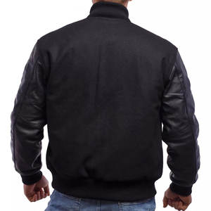 OEM pesado personalizado Varsity chaqueta Chenille bordado Logo negro cuero mangas Casual diseño Varsity chaquetas de los hombres 2026 - Product Image 2