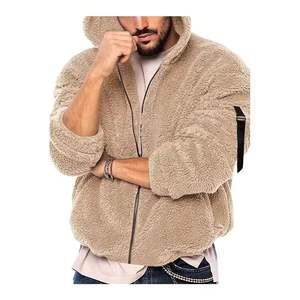 <b>Sherpa</b> <b>Fabric</b> Double Zipper Hoodie with Regular Fit & Hooded Collar Solid Pattern Winter Customized Logo Plain Dyed - Product Image 5