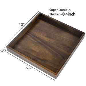 Ensemble de plateaux en bois de haute qualité de couleur mangue naturelle avec une forme rectangulaire élégante et un design texturé idéal pour un usage domestique - Product Image 6