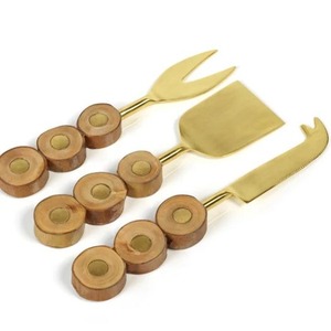 Ensemble de couverts à fromage modernes en métal avec manche en bois et résine Couteau à fromage en acier inoxydable de haute qualité pour restaurant à domicile - Product Image 4