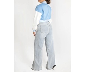 Chaqueta Varsity Corta Informal para Mujer, Estampada, de Lona, 100% Algodón Ecológico, Acolchada, Transpirable, con Mangas Completas - Product Image 4