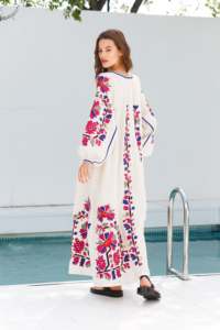 Fleur Maxi Lady robe modèle décontracté prix raisonnable 100% lin décontracté lavable personnalisé emballage Vietnam fabricant - Product Image 4