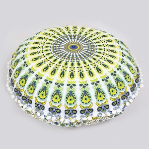 หมอนขนนกยูงแมนดาลาปลอกหมอนอิงพื้นผ้าฝ้าย100% หลายสีตกแต่งบ้านทำด้วยมือโดยผู้ลงนามในอินเดีย - Product Image 1