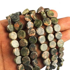 Cuentas sueltas con forma de moneda lisa de unakita verde Natural con acabado liso de grado superior para collar y pulsera hechos a mano, artesanía de la India - Product Image 2