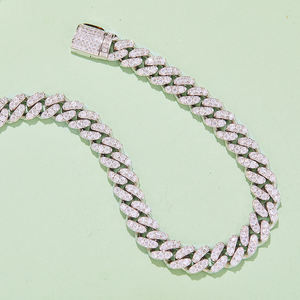 2025 Iced Out Hip Hop Jewelry <b>Cuban</b> Bracelet 925 <b>Silver</b> Gold Plated Color Moissanite Diamond <b>Cuban</b> Bracelet - Product Image 4