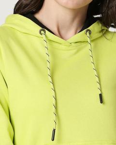 Pull à capuche en polaire vert lime pour femme, manches longues, doux, chaud, poche kangourou sur le devant, logo personnalisé, décontracté, respirant, hiver - Product Image 6