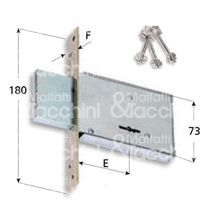 SIMPLEX DOUBLE MAP LOCK Insert latéral galvanisé 2 écussons 1 contreplaque 3 clés CV2000 - Product Image 1