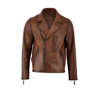 แจ็กเก็ตหนังแกะสำหรับผู้ชายแจ็คเก็ตหนังแฟชั่นแบบมีซิปสำหรับลำลอง - Product Image 4
