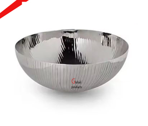 Cuenco decorativo para servir arroz y ensalada de comida de diseño martillado con acabado plateado para restaurante y bar de hotel - Product Image 4