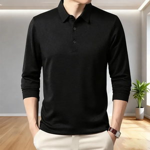 Camiseta de Manga Larga para Hombre, Transpirable, Informal, para Otoño y Primavera, Suave, Corte Regular, 100% Algodón Tejido - Product Image 5