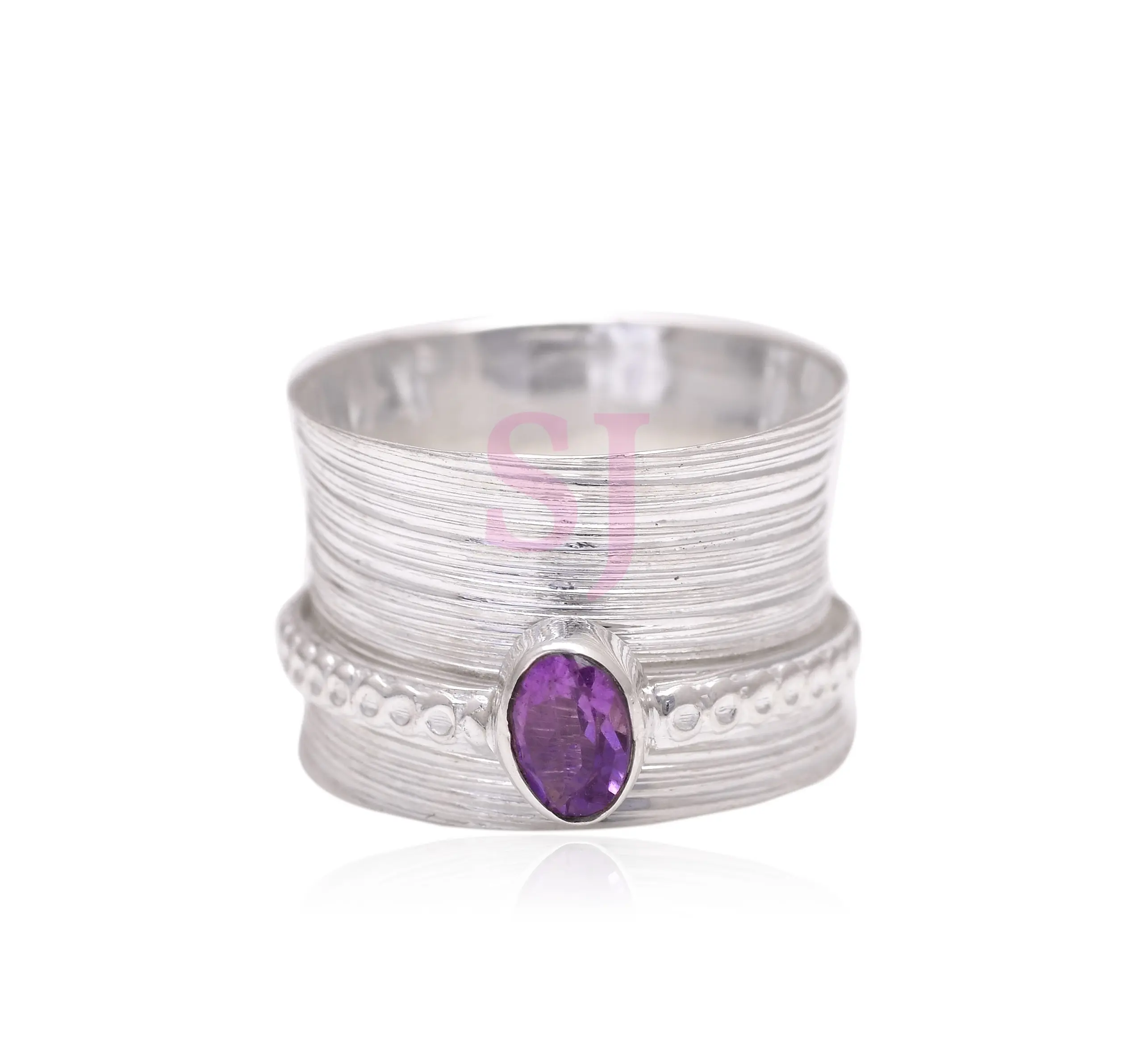 Charming Fancy Shape Natural Amethyst Gemstone 925 Sterling Silver Ring Handmade Women's Rings Exporter And Wholesaler Suppliers