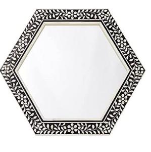 Espejo decorativo con incrustación de hueso negro, diseño Floral, para sala de estar, dormitorio, Oficina - Product Image 5
