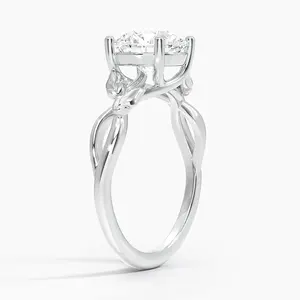 Stainless Steel Shape Solitaire Engagement <b>Ring</b> with Moissanite Round Cut Stone Bezel Setting <b>Statement</b> Jewelry - Product Image 3