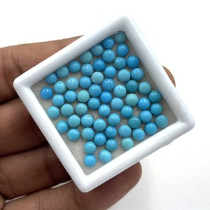 Cabochon Turquoise rond en vrac certifié IGI de haute qualité 2-10 MM pierre précieuse bleue naturelle traitée thermiquement pour la fabrication de bijoux - Product Image 3