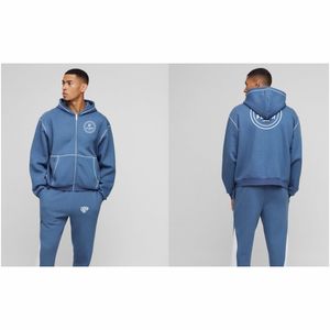 เสื้อฮู้ดสวมหัวผ้าฝ้ายอินทรีย์100% ของผู้ชายเสื้อแนวสตรีทโอเวอร์ไซส์ใหญ่พิเศษปักลูกปัดซักได้ - Product Image 4