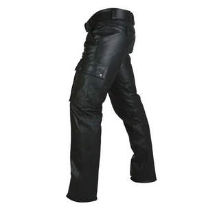 Pantalon en cuir véritable de vachette personnalisé, de haute qualité, pour homme, coupe droite, tendance, imperméable et respirant, pour l'extérieur - Product Image 2