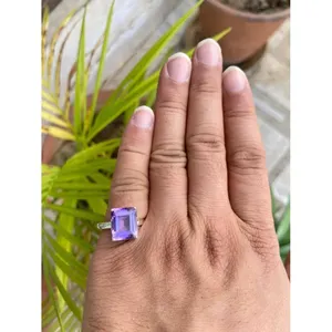 Anillo de Amatista con Corte Esmeralda, Plata de Ley 925, Anillo de Piedras Preciosas Hecho a Mano, Proveedor de Joyería al por Mayor - Product Image 5