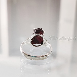 Joyería de piedra en bruto, anillo de mujer, granate Natural, piedra preciosa cruda, piedra natal de enero, Anillo gitano bohemio, joyería, anillo de Plata de Ley 925 - Product Image 5