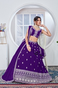 Diseñador más vendido Georgette Lehenga Choli con Secuencia de bordado pesado Trabajo nupcial Lehenga Choli - Product Image 5