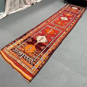 Tapis turc 3x12,5 pi (92x382 cm), motif plantes et arbres rouges, style vintage - Product Image 4