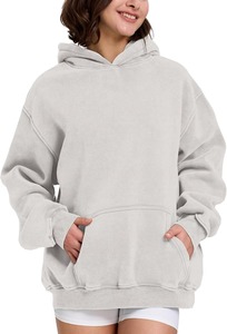 Sudadera con capucha de gran tamaño con lavado ácido para mujer, nueva llegada, Jersey holgado con cordón, sudaderas con capucha para mujer con lavado ácido - Product Image 3