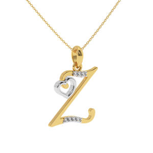 Colgante Z inicial de oro de 14 quilates con corte brillante redondo de diamante cultivado en laboratorio-Joyería de regalo para mujer - Product Image 2