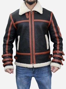 Men's Winter Business Casual Leather <b>Jacket</b> with <b>Mandarin</b> <b>Collar</b> Vintage Letter Pattern Front Thickened Warm Canvas Stand Style - Product Image 6