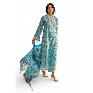 Traje de 3 Piezas para Mujer con Bordado Schiffli, Estampado y Encaje, con Dupatta CL-52495 - Product Image 1