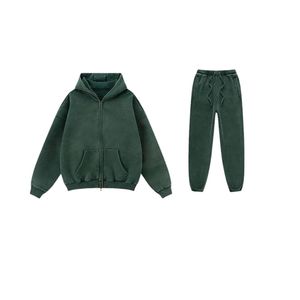 Conjunto de ropa para correr de invierno Unisex Color personalizado 100% algodón polar chándal Sudadera con capucha pantalones Jogger cordón transpirable - Product Image 1