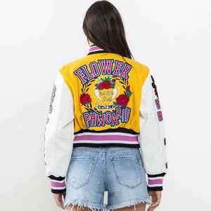 Logo personnalisé broderie dames vestes universitaires manches en cuir collège Baseball femmes veste Letterman Varisty veste hiver - Product Image 5