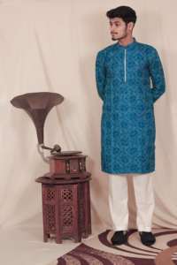 Bleu Full Sleeve Homme Kurta - Product Image 2