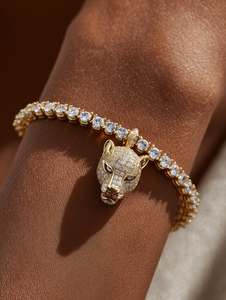 Pulsera de cadena tipo tenis de plata de ley 925 de 3 mm con moissanita blanca VVS para regalo - Product Image 1