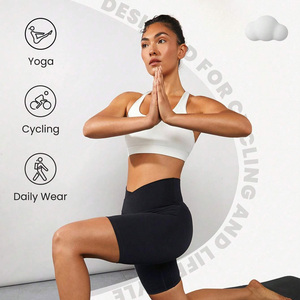Short de yoga personnalisé pour femmes avec broderie Short d'entraînement extensible à taille haute pour l'entraînement en salle de sport Vêtements de sport pour la course - Product Image 3