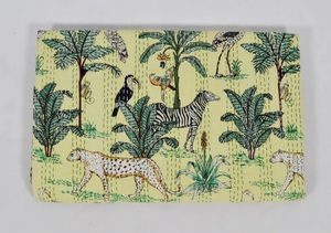 Indian Handmade Jungle Print Kantha <b>Quilt</b>-Hotel Use Organic 100% Cotton All-Season Twin/Queen/King Sizes - Product Image 6