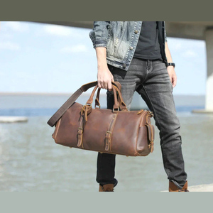 Unisex Durable Genuine <b>Leather</b> Gym Duffle <b>Bag</b> Zipper Closure Custom <b>Weekend</b> Overnight Travel Backpack for <b>Men</b> Women Daily Use - Product Image 6