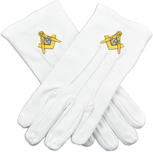 Gants maçonniques en gros taille libre gants maçonniques en coton blanc fabriqués avec logo en métal maçonnique pour gants entretenus par OEM - Product Image 5