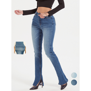 Paola Riboni - Jeans de mezclilla de cintura alta para mujer, corte recto ajustado, lavado claro, estilo vintage, largo completo - Product Image 4