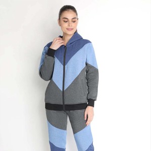 Logo personnalisé pour femmes athlétique fermeture éclair survêtement respirant deux pièces ensemble de sport avec fermeture éclair complète veste et pantalon de jogging extensible - Product Image 1