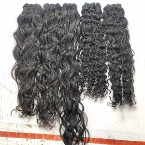 Feixes de cabelo ondulado de estilo indiano, cabelo ondulado 100%, cutículas alinhadas, único donador