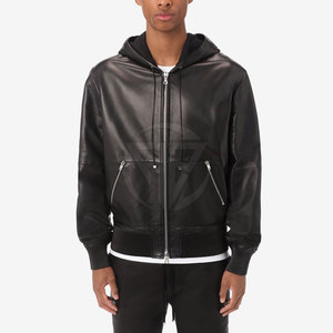 Sudadera con Capucha de Cuero para Hombre, Invierno, Color Sólido, Personalizable, Interior Cálido Forrado, Textura Exterior Elegante, Ecológica, Secado Rápido, Tacto Suave, Duradera - Product Image 2