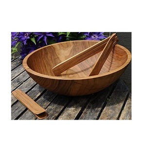 Grands bols en bois d'acacia avec cuillère hôtel restaurant cuisine vaisselle salade bol à soupe meilleur produit de qualité - Product Image 1